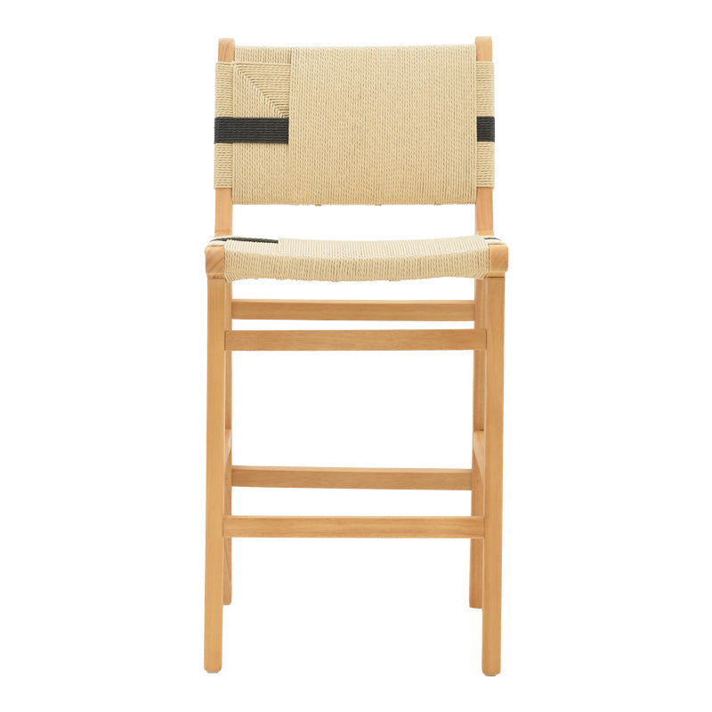 Scaun de bar Julien Natural-Natural-funie, neagra, 45x46x95 cm