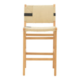 Scaun de bar Julien Natural-Natural-funie, neagra, 45x46x95 cm