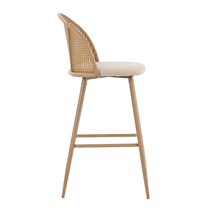 Scaun de bar Kace rattan, Negru - Natural, 43x55x102 cm - Natural