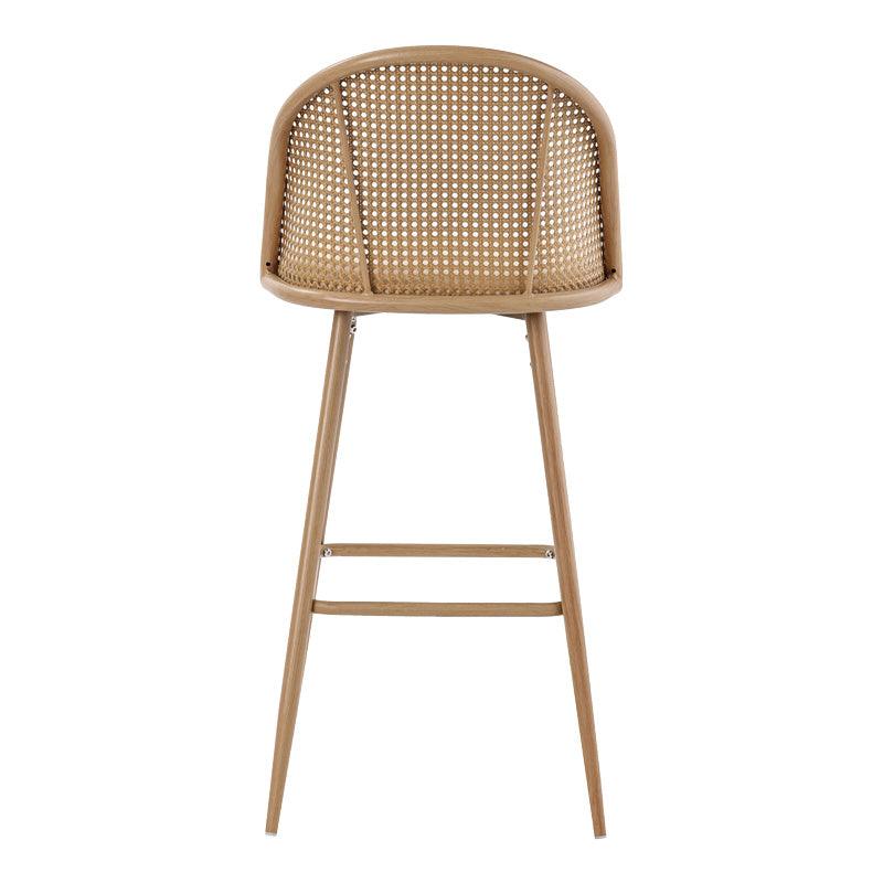 Scaun de bar Kace rattan, Negru - Natural, 43x55x102 cm - Natural
