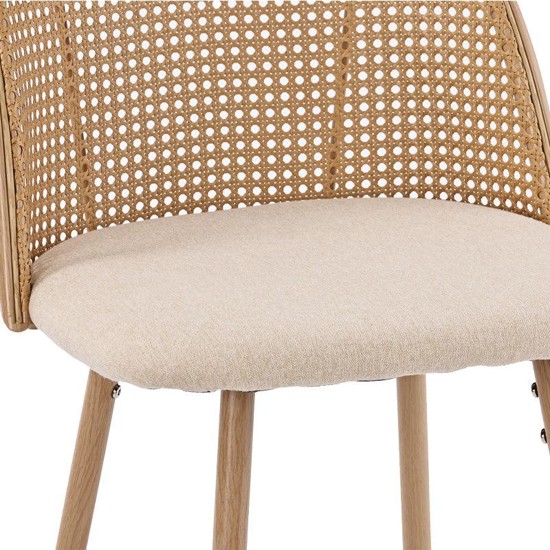 Scaun de bar Kace rattan, Negru - Natural, 43x55x102 cm - Natural