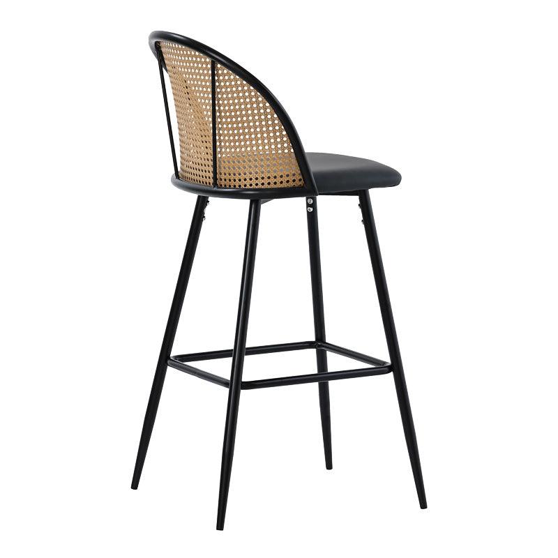 Scaun de bar Kace rattan, Negru - Natural, 43x55x102 cm - Negru