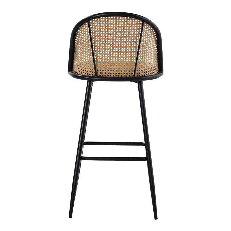 Scaun de bar Kace rattan, Negru - Natural, 43x55x102 cm - Negru