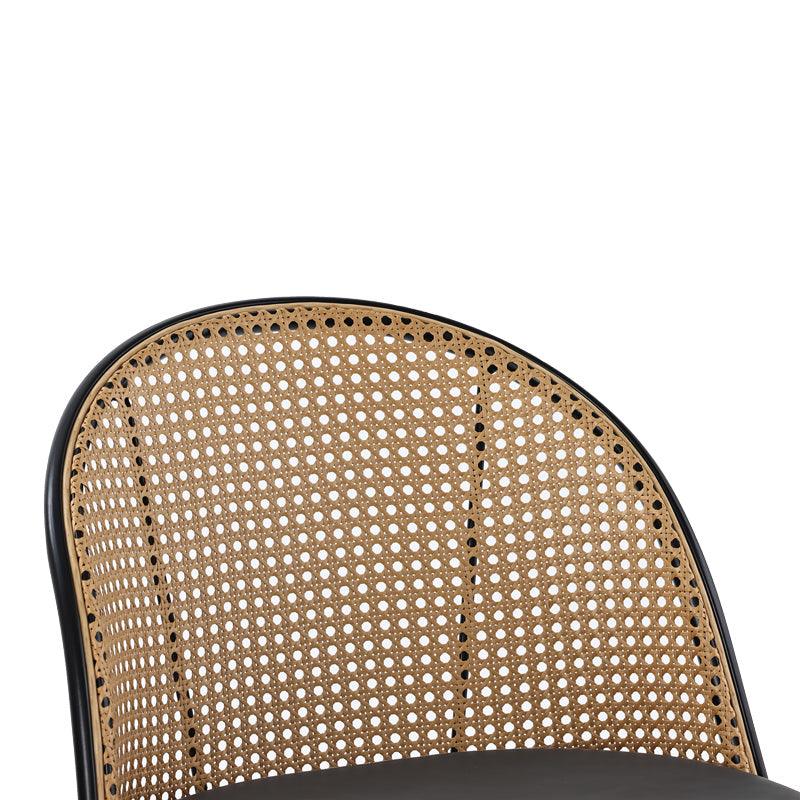 Scaun de bar Kace rattan, Negru - Natural, 43x55x102 cm - Negru