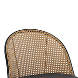 Scaun de bar Kace rattan, Negru - Natural, 43x55x102 cm - Negru
