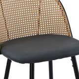 Scaun de bar Kace rattan, Negru - Natural, 43x55x102 cm - Negru