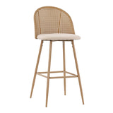 Scaun de bar Kace rattan, Negru - Natural, 43x55x102 cm - Scaun de bar Kace rattan, Negru - Natural, 43x55x102 cm - 058-000062