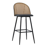 Scaun de bar Kace rattan, Negru - Natural, 43x55x102 cm - Scaun de bar Kace rattan, Negru - Natural, 43x55x102 cm