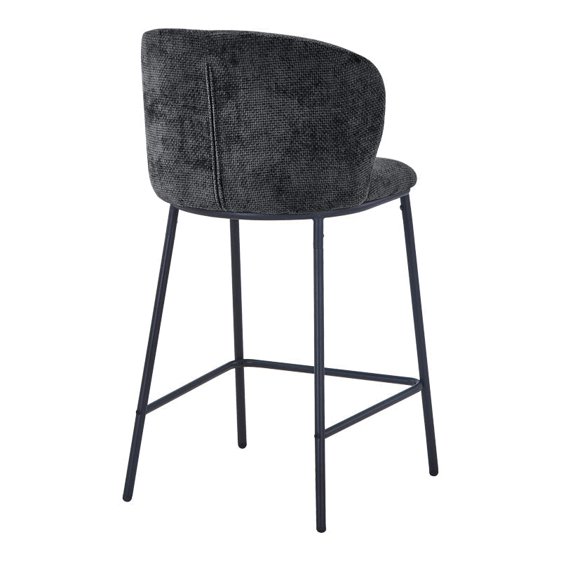Scaun de bar cu tapițerie, Karg, Textil/Metal, Bej - Gri, 49x46x93 cm - Gri
