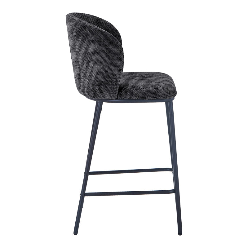 Scaun de bar cu tapițerie, Karg, Textil/Metal, Bej - Gri, 49x46x93 cm - Gri