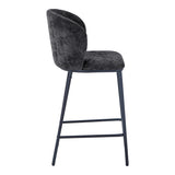 Scaun de bar cu tapițerie, Karg, Textil/Metal, Bej - Gri, 49x46x93 cm - Gri