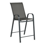 Scaun de bar mediu Calan, metal si textilena, Gri inchis - Maro inchis - Maro deschis, 55x70x114 cm - Scaun de bar mediu Calan, metal si textilena, Gri inchis - Maro inchis - Maro deschis, 55x70x114 cm - 130-000197