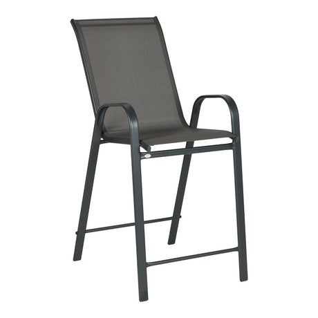 Scaun de bar mediu Calan, metal si textilena, Gri inchis - Maro inchis - Maro deschis, 55x70x114 cm