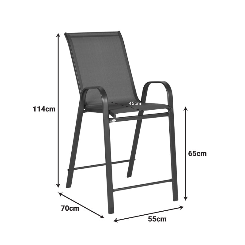 Scaun de bar mediu Calan, metal si textilena, Gri inchis - Maro inchis - Maro deschis, 55x70x114 cm - Gri inchis