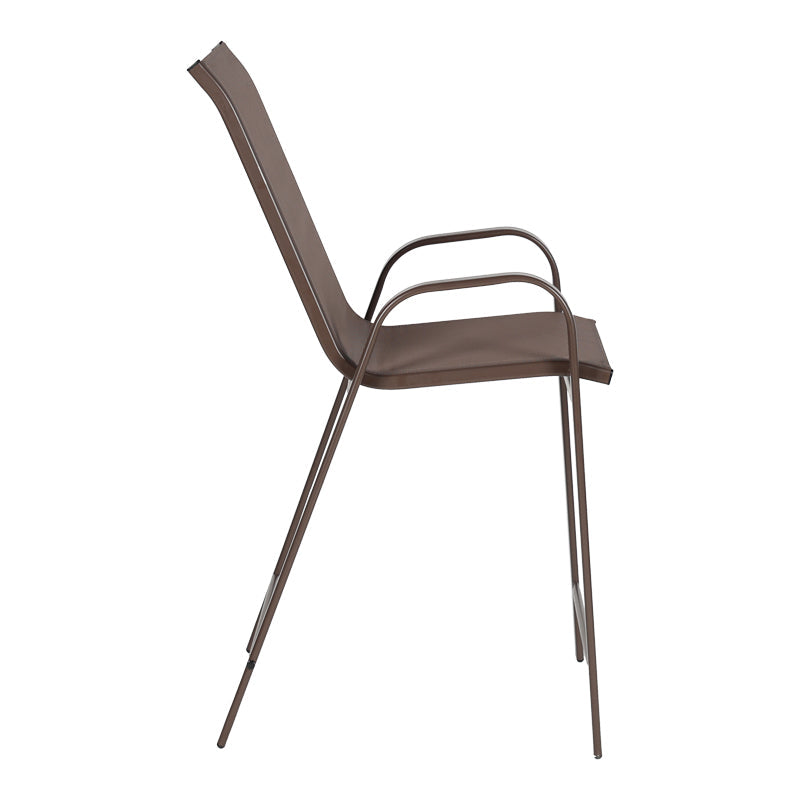 Scaun de bar mediu Calan, metal si textilena, Gri inchis - Maro inchis - Maro deschis, 55x70x114 cm - Maro inchis