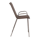 Scaun de bar mediu Calan, metal si textilena, Gri inchis - Maro inchis - Maro deschis, 55x70x114 cm - Maro inchis