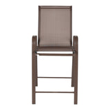 Scaun de bar mediu Calan, metal si textilena, Gri inchis - Maro inchis - Maro deschis, 55x70x114 cm - Maro inchis