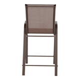 Scaun de bar mediu Calan, metal si textilena, Gri inchis - Maro inchis - Maro deschis, 55x70x114 cm - Maro inchis