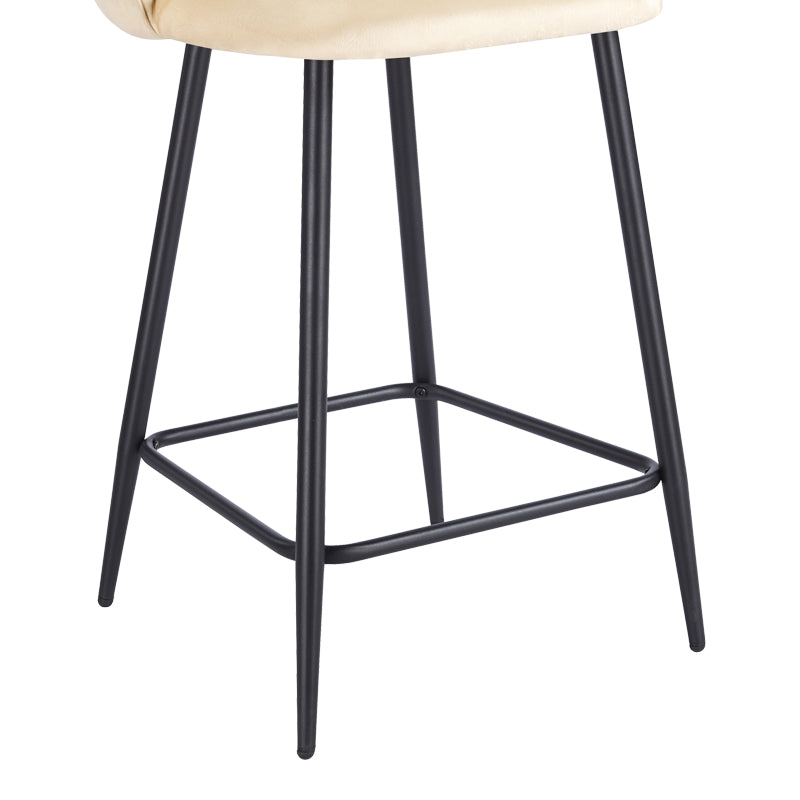 Scaun bar cu funcție reglabilă Perch, Catifea, Metal, Crem - Negru, 50x43x99 cm - Crem