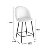 Scaun bar cu funcție reglabilă Perch, Catifea, Metal, Crem - Negru, 50x43x99 cm - Crem