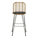 Scaun de bar Naoki, Negru - Natural, 46x56x110 cm - Natural