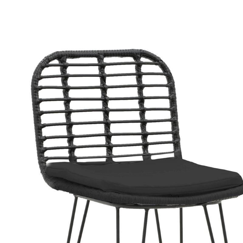 Scaun de bar Naoki, Negru - Natural, 46x56x110 cm - Negru