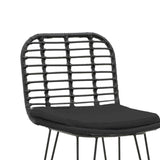 Scaun de bar Naoki, Negru - Natural, 46x56x110 cm - Negru