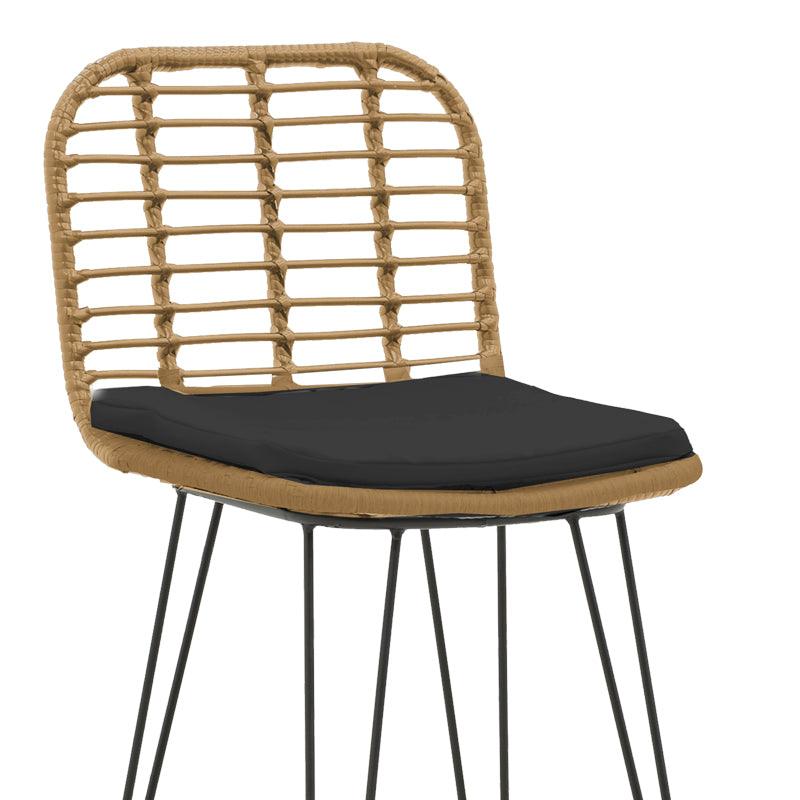 Scaun de bar Naoki, Negru - Natural, 46x56x110 cm - Natural