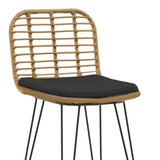 Scaun de bar Naoki, Negru - Natural, 46x56x110 cm - Natural