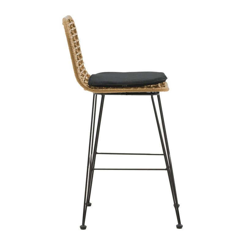 Scaun de bar Naoki, Negru - Natural, 46x56x110 cm - Natural