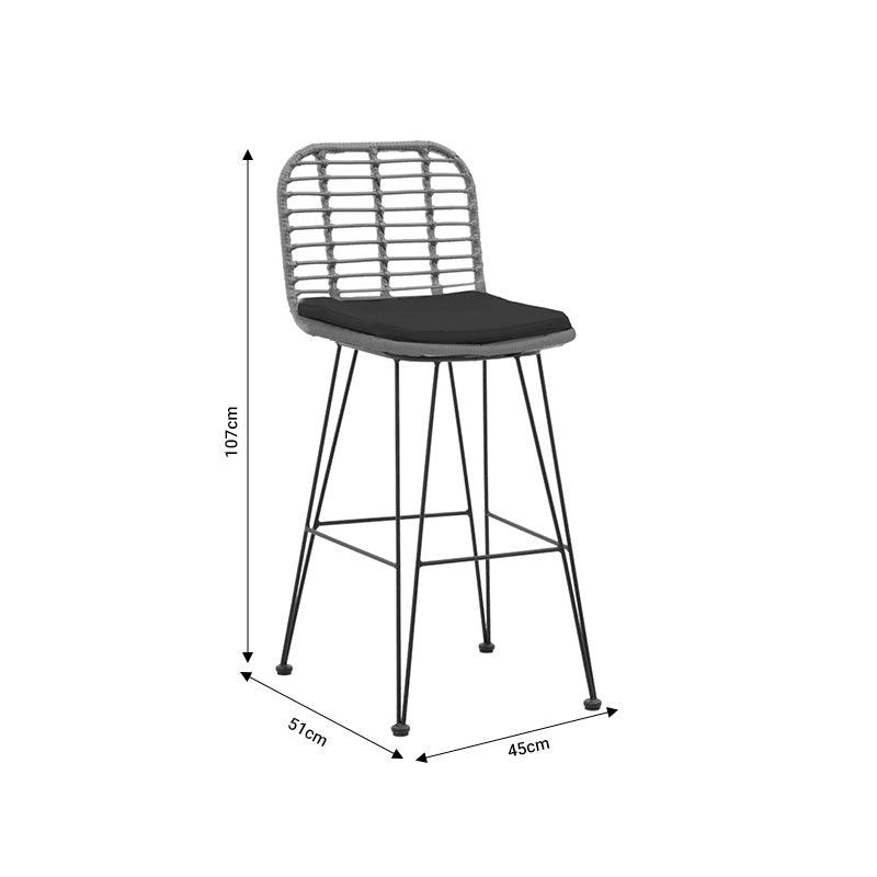 Scaun de bar Naoki, Negru - Natural, 46x56x110 cm - Natural