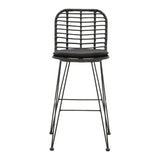 Scaun de bar Naoki, Negru - Natural, 46x56x110 cm - Negru