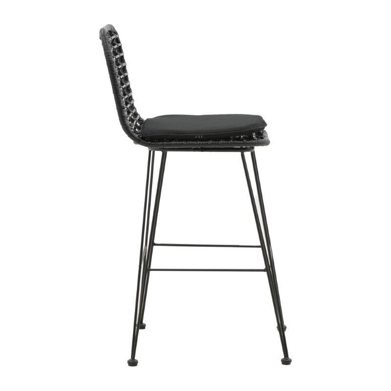 Scaun de bar Naoki, Negru - Natural, 46x56x110 cm - Negru