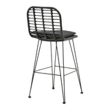 Scaun de bar Naoki, Negru - Natural, 46x56x110 cm - Negru