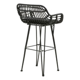 Scaun de bar Naoki cu perna pe picior negru-metal, negru, 52x50x90 cm