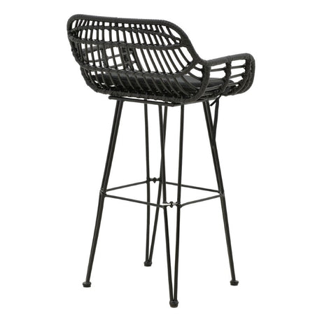 Scaun de bar Naoki cu perna pe picior negru-metal, negru, 52x50x90 cm