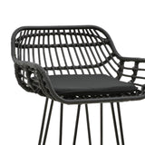 Scaun de bar Naoki cu perna pe picior negru-metal, negru, 52x50x90 cm