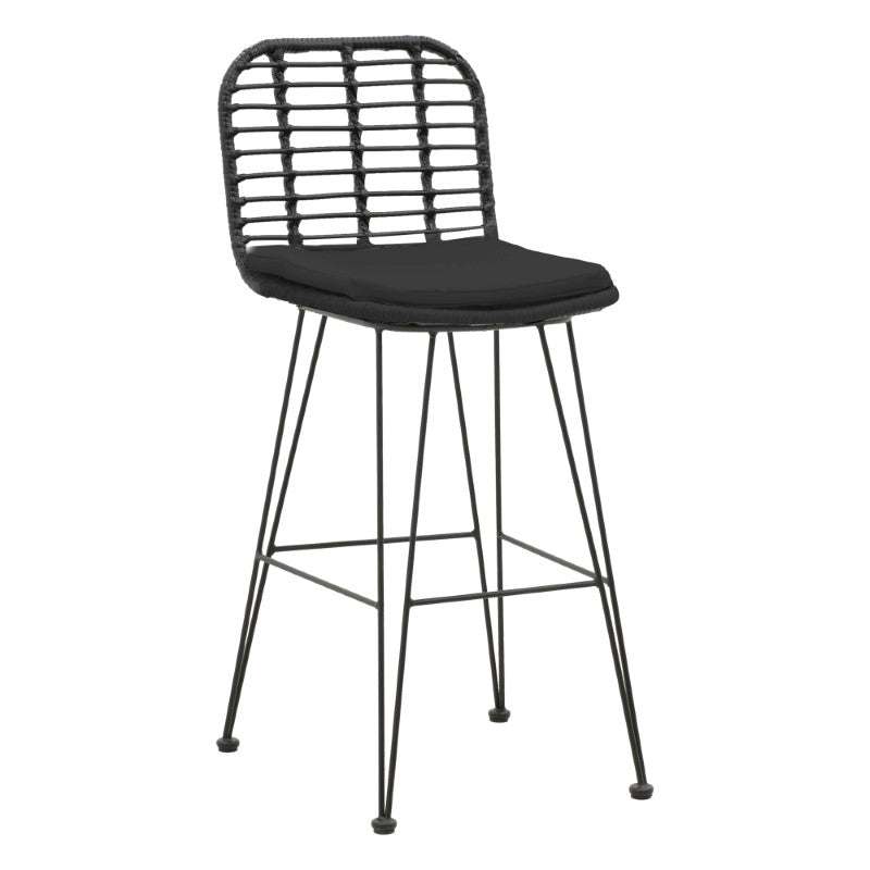 Scaun de bar Naoki, Negru - Natural, 46x56x110 cm - Scaun de bar Naoki, Negru - Natural, 46x56x110 cm