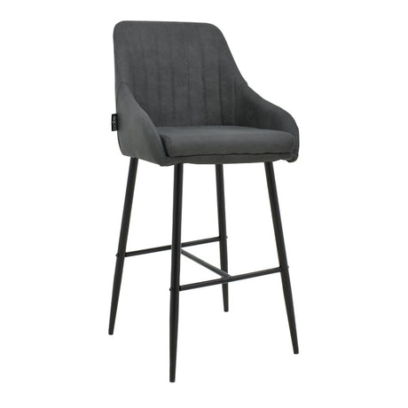 Scaun de bar Patrin picior -metal, Gri inchis neagra, 49x48x98 cm