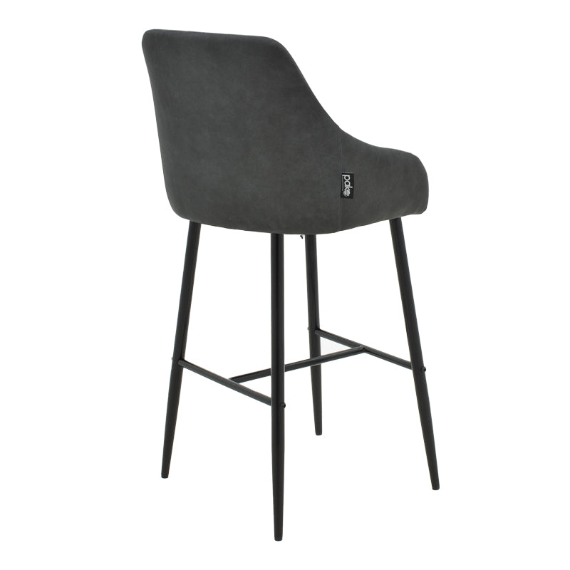 Scaun de bar Patrin picior -metal, Gri inchis neagra, 49x48x98 cm, imagine suplimentara