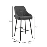 Scaun de bar Patrin picior -metal, Gri inchis neagra, 49x48x98 cm