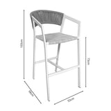 Scaun de bar Phoenix, Alb - Gri inchis, 53x58x103 cm - Alb
