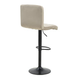 Scaun de bar ajustabil pe înaltime Remina, Catifea Neagra, Baza, Mata, Bej - Negru, 44x44x112 cm - Bej