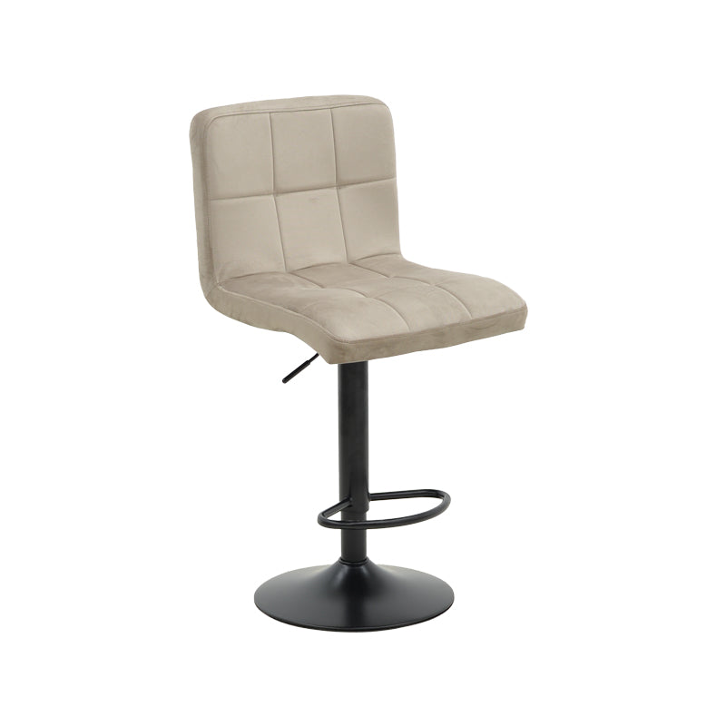 Scaun de bar ajustabil pe înaltime Remina, Catifea Neagra, Baza, Mata, Bej - Negru, 44x44x112 cm - Bej