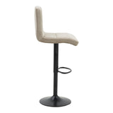 Scaun de bar ajustabil pe înaltime Remina, Catifea Neagra, Baza, Mata, Bej - Negru, 44x44x112 cm - Bej