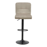 Scaun de bar ajustabil pe înaltime Remina, Catifea Neagra, Baza, Mata, Bej - Negru, 44x44x112 cm - Bej