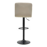 Scaun de bar ajustabil pe înaltime Remina, Catifea Neagra, Baza, Mata, Bej - Negru, 44x44x112 cm - Bej
