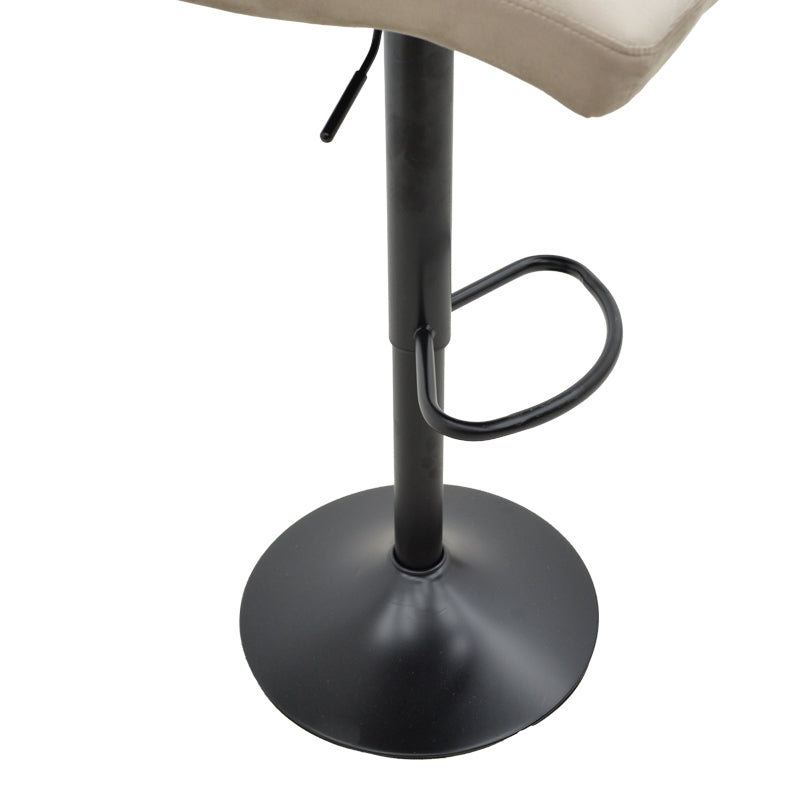 Scaun de bar ajustabil pe înaltime Remina, Catifea Neagra, Baza, Mata, Bej - Negru, 44x44x112 cm - Bej