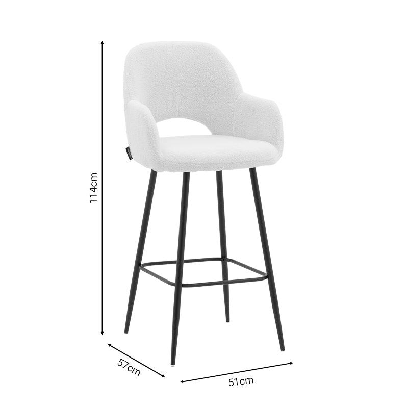 Scaun de bar Renish, Gri - Alb, 51x57x114 cm - Alb