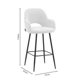 Scaun de bar Renish, Gri - Alb, 51x57x114 cm - Alb